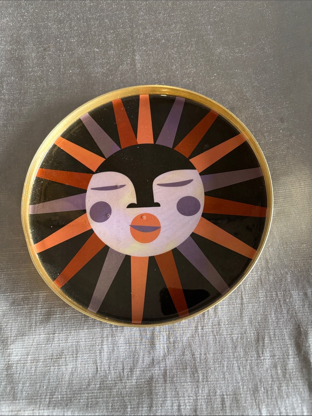 Sunburst Face Decorative Wall Art - Black, Orange & Purple
